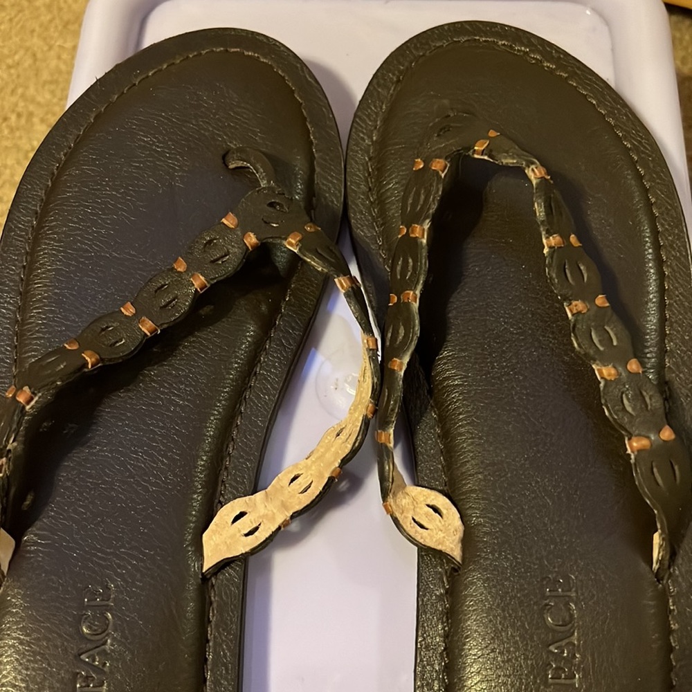 Fat Face dark brown leather flip flops Size 8 - Picture 6 of 9
